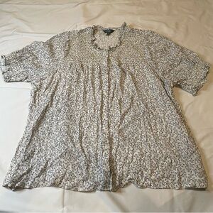 Terra & Sky Black Printed Cream Blouse